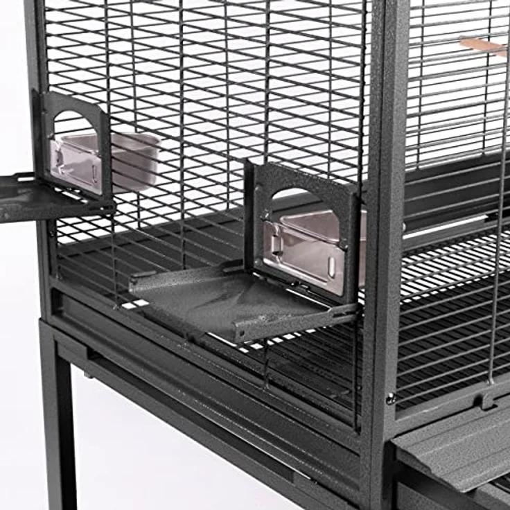 Montana Cages Madeira Single, Premium Vogelkäfig für Finken und Sittiche, erweiterbar, 4 Lenkrollen, 4 Edelstahlnäpfe, AVILON Pulverbeschichtung, Antik Edition, ca. 86 x 56 x 158 cm – Bild 5