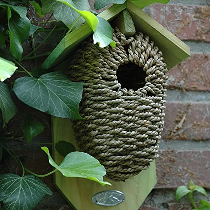 Esschert Design Nistkasten, Vogelhaus mit Höhle aus Seegrass, ca. 15 cm x 10 cm x 26 cm – Bild 5