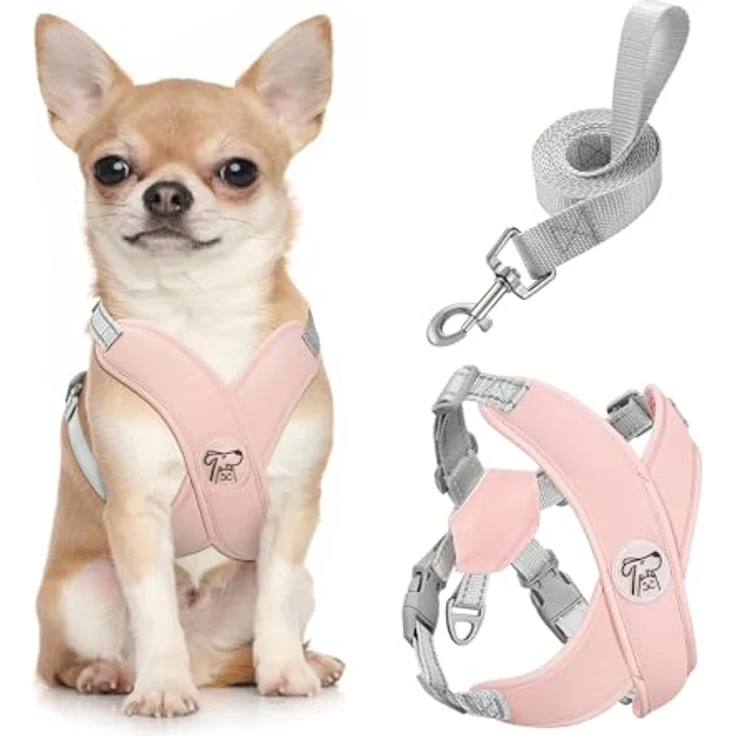 Pawaboo X-Rahmen Hundegeschirr mit Leine Set, Verstellbares Anti Zug Anti-Erstickung Brustgeschirr für Kleine und Mittelgroße Hunde, Atmungsaktive Hundeweste, Größe S, Rosa – Bild 1