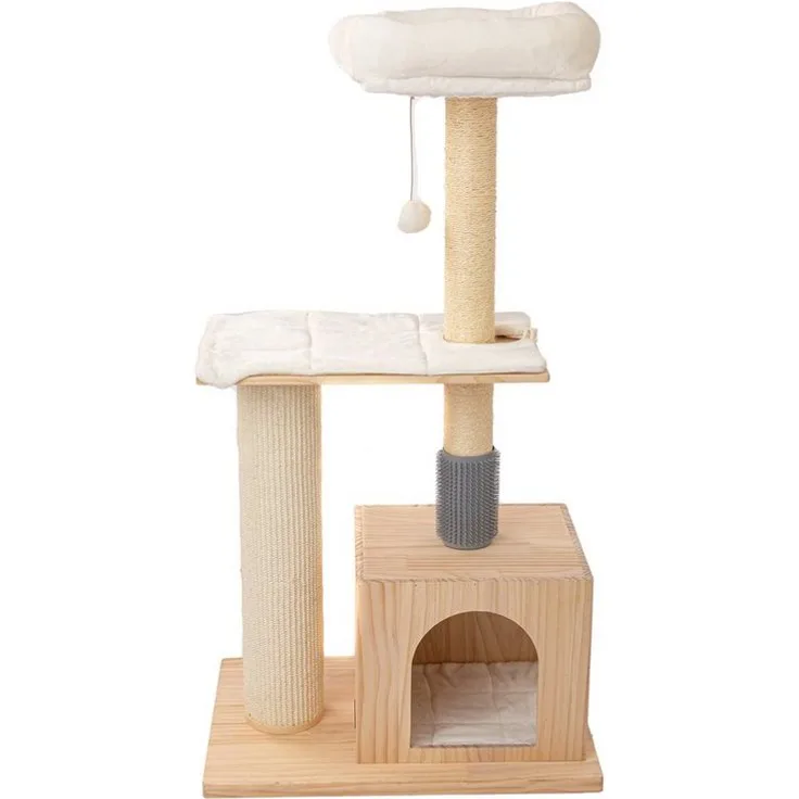RAIKOU Kratzbaum Kratzmöbel, Katzenspielzeug, Mehrere Ebenen, Kratzsäulen, Höhlen, aus Kiefernholz - Preisvergleich