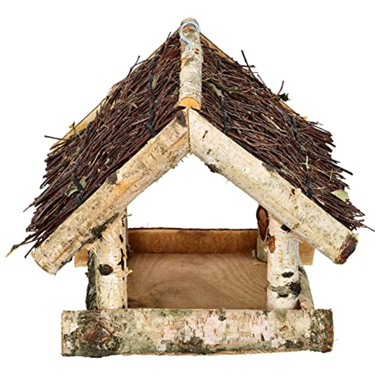 KOTARBAU® Vogelhaus aus Holz, Futterhaus Braun für Vögel, 25,5 x 25,5 x 23,5 cm, wetterfest mit Dach zum Aufhängen – Bild 5