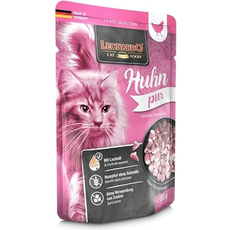Leonardo Finest Selection Huhn pur, Katzen-Nassfutter in 16 praktischen Einzelportionen à 85g – Bild 1