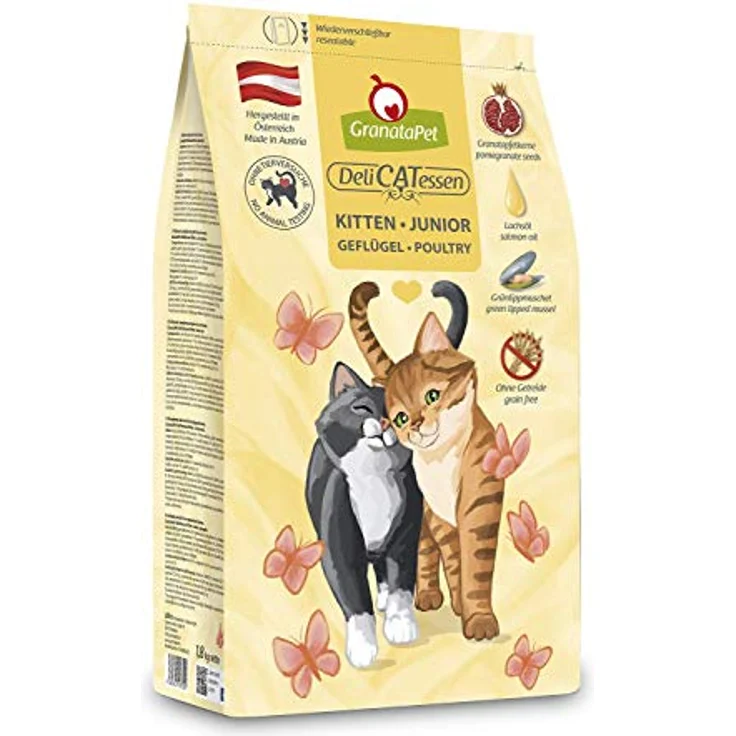 GranataPet DeliCatessen Kitten / Junior Geflügel, Trockenfutter ohne Getreide und Zuckerzusätze, 1,8 kg - Alleinfuttermittel mit Antioxidantien und wertvollem Lachsöl – Bild 1