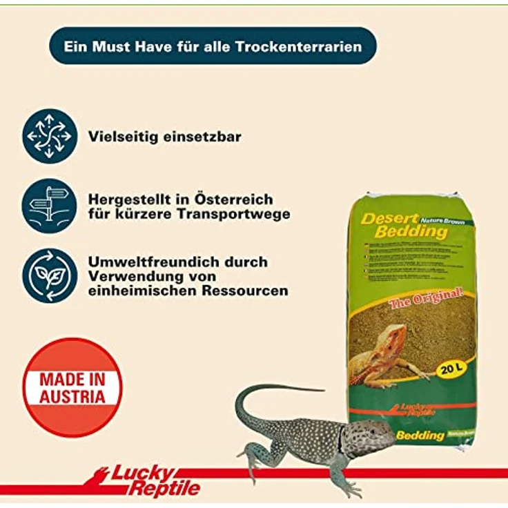 Lucky Reptile Desert Bedding, Terrarienerde für Wüsten- und Savannenterrarien, 20 l mit hohem Lehmanteil und Feuchtigkeitsspeicherung – Bild 5