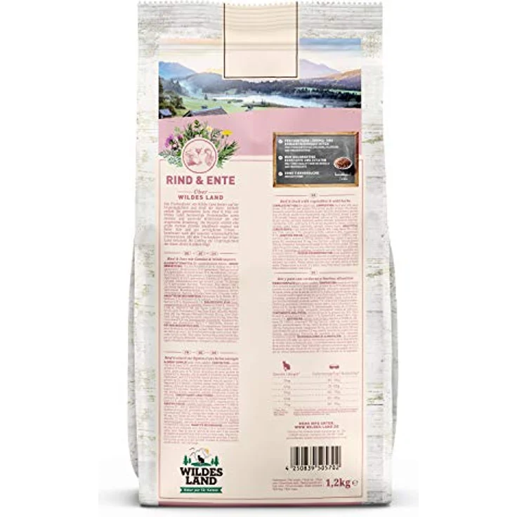 WILDES LAND Trockenfutter für Katzen Rind und Ente, 1,2 kg, getreidefreie Rezeptur, hoher Fleischanteil, in Deutschland zubereitet, hohe Akzeptanz, natürliche Zutaten – Bild 2