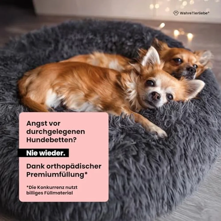 Wahre Tierliebe Hundebett Fluffy Wolke - Das Original, mit waschbarem Bezug, anti-rutsch Kissen für große, mittelgroße & kleine Hunde – Bild 2