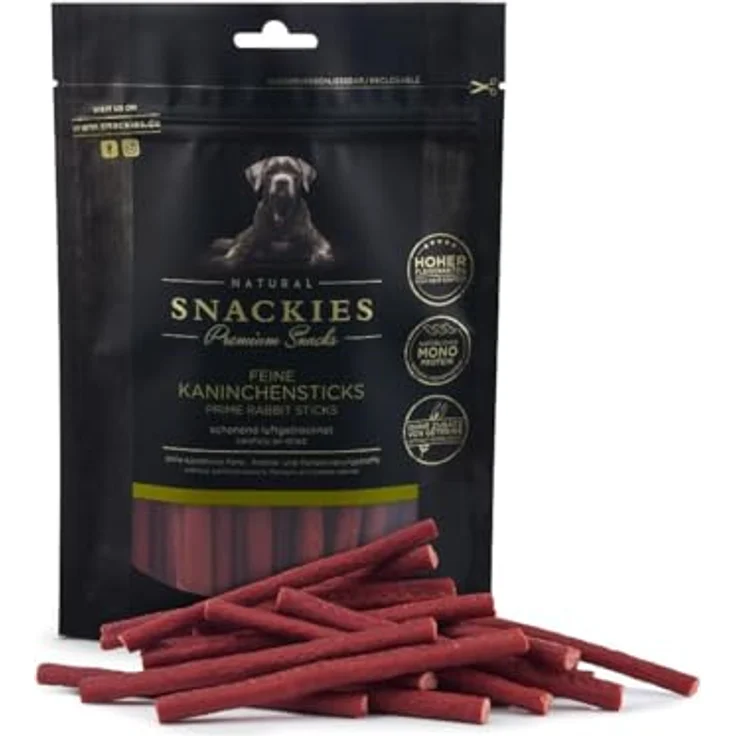 NATURAL SNACKIES Premium Snacks für Hunde, Kaninchensticks 400g, ohne Getreide, Zucker und künstliche Zusatzstoffe, schonend luftgetrocknet – Bild 1