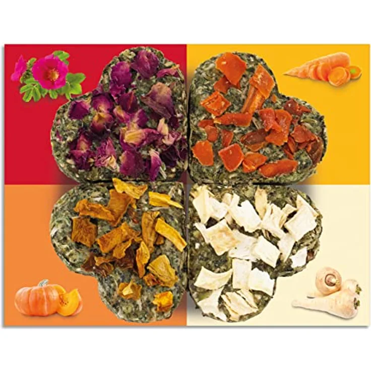 JR Farm Grainless Glücks-Quartett 60g, Kleintierfutter mit Kräutern und Gemüse, getreidefrei