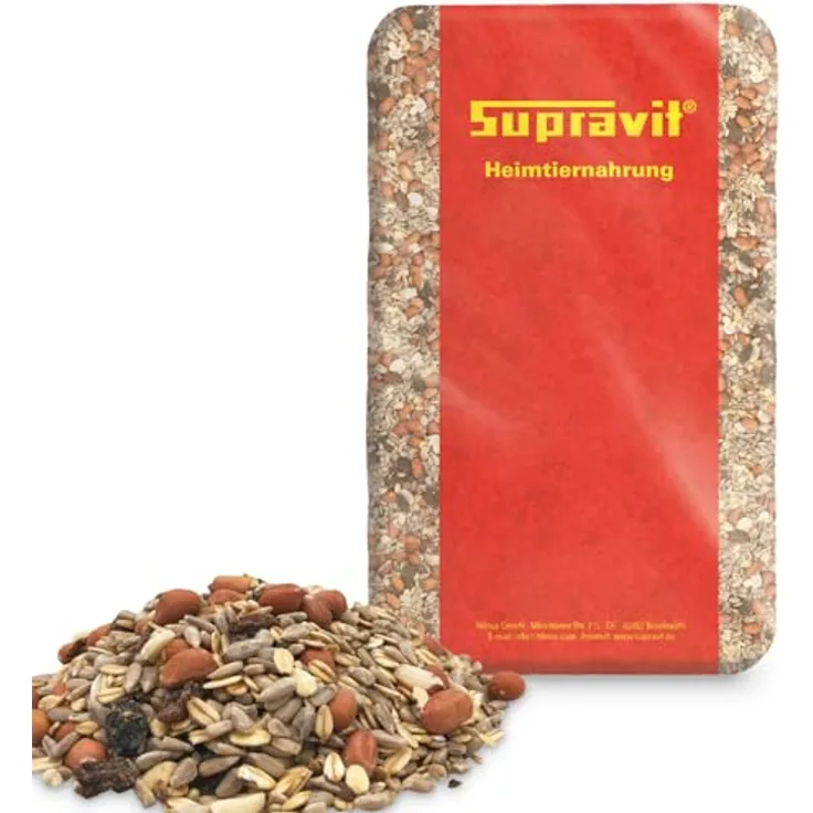Supravit Balkonfutter für Wildvögel 25kg – Premium schalenfreies Wildvogelfutter mit Sonnenblumenkernen, Erdnüssen, Haferflocken & Rosinen, ganzjährig und wintertauglich