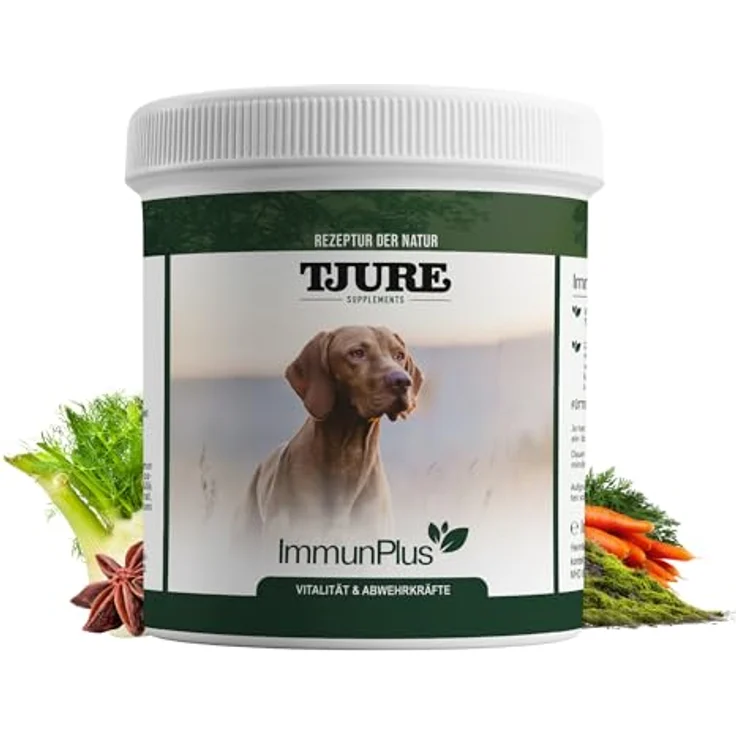 TJURE Immun Plus 500 g, Ergänzungsfuttermittel mit Vitaminen, Mineralstoffen, Kräutern & Bierhefe zur Unterstützung des allgemeinen Wohlbefindens, BARF-geeignet, Made in Germany – Bild 1