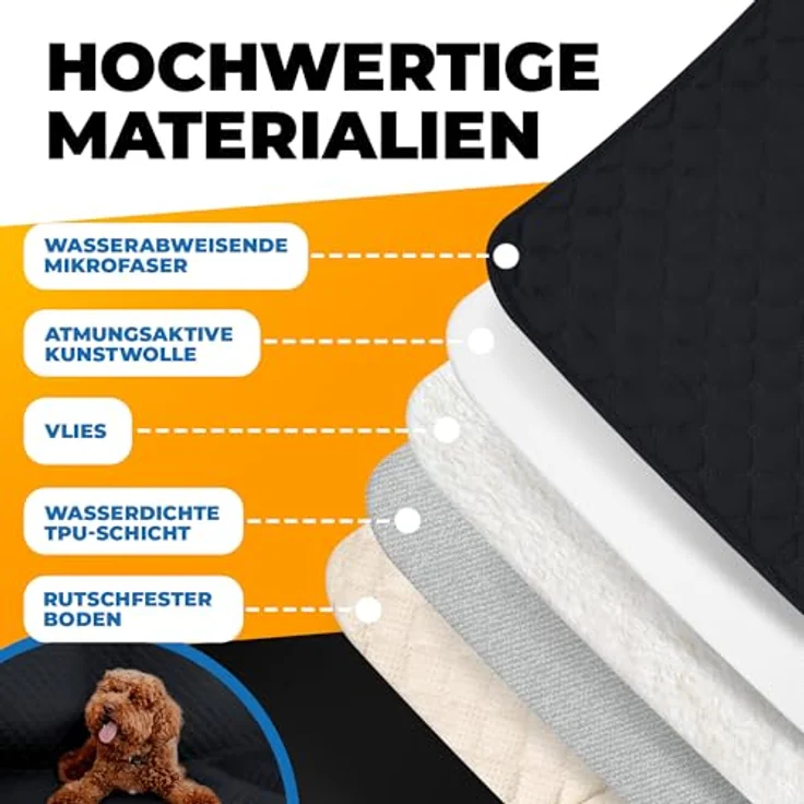 SympaTierisch wasserdichte Hundedecke, robuste Hundematte für Sofa & Bett, rutschfest, waschbar, 205 x 130 cm, schwarz – Bild 4