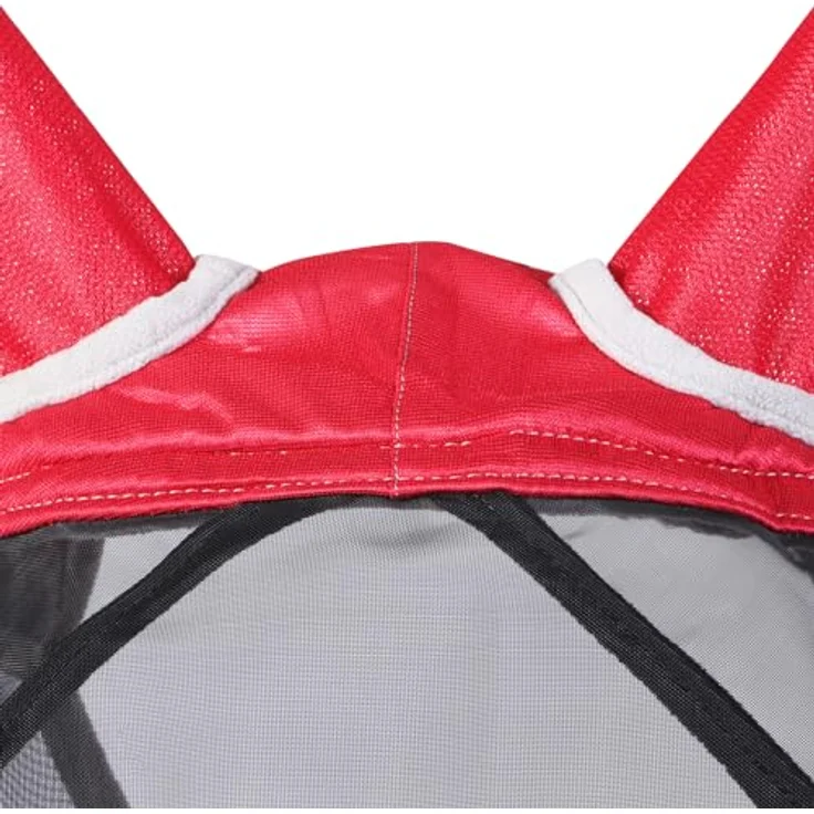 Harrison Howard CareMaster Pro Luminous Pferde Fliegenmaske, UV-Schutz mit Ohrenschutz, anatomisch geformt, rot, Vollblut (M) – Bild 5
