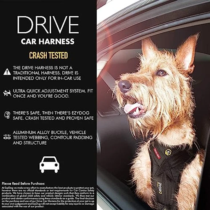 EzyDog Drive Autogeschirr für Hunde, Crash- nach ECE R21, integrierte Gurtbefestigung, Größe L, Schwarz – Bild 5