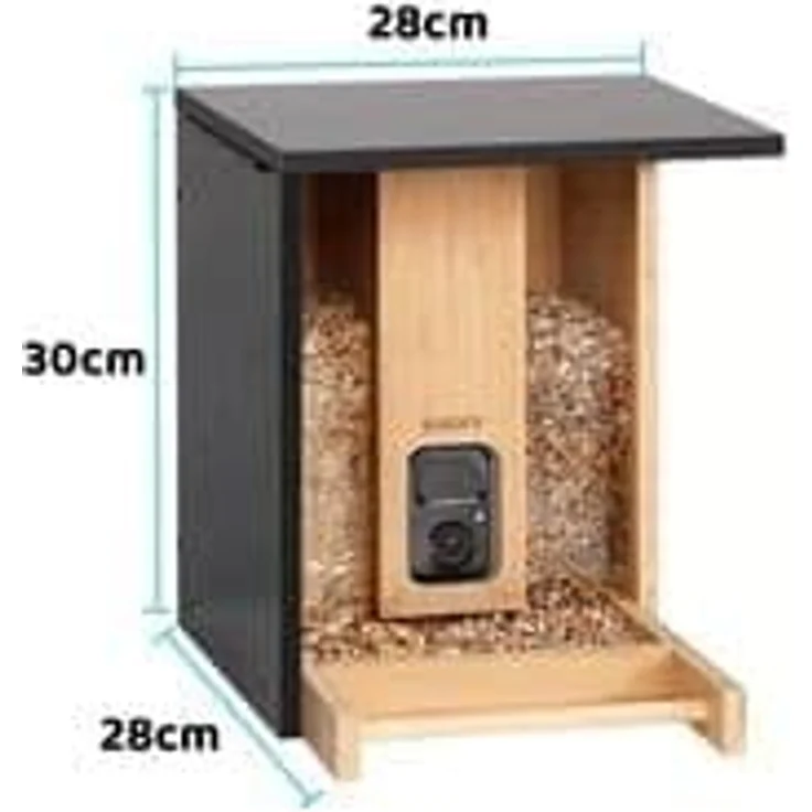 Birdfy Futterautomat Bamboo AI, smarter Vogelfutterspender aus FSC-zertifiziertem Bambus mit Solarpanel, Vogelhaus – Bild 2