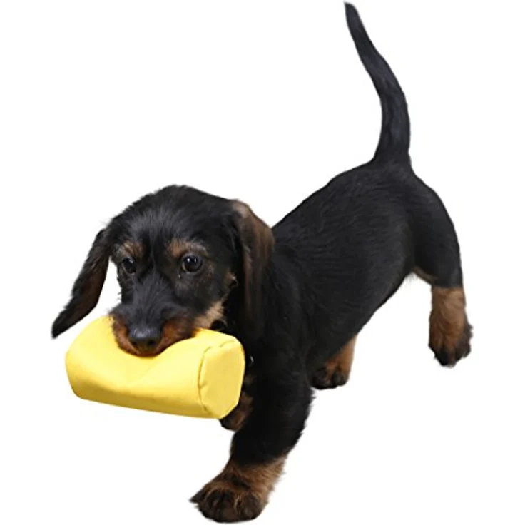 Kerbl Pet Snack-Dummy, 10x5cm, robustes, wasser- und schmutzabweisendes Gewebe mit Softfütterung, gelb – Bild 2