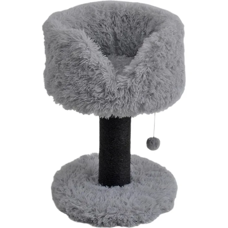 Duvo+ Kratzbaum Fanny, grau, 60 cm hoch mit weicher Liegefläche und 11 cm Sisalpfosten