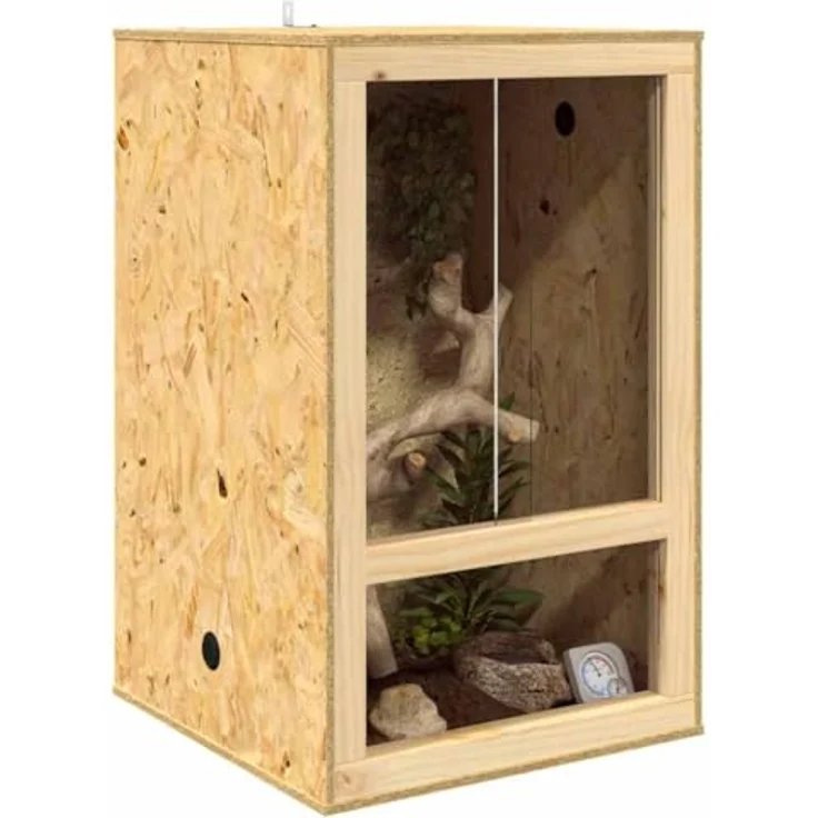 vidaXL Terrarium Braun 50 x 50 x 80 cm, OSB mit Seitenbelüftung und Schiebetür für Reptilien und Nagetiere – Bild 1