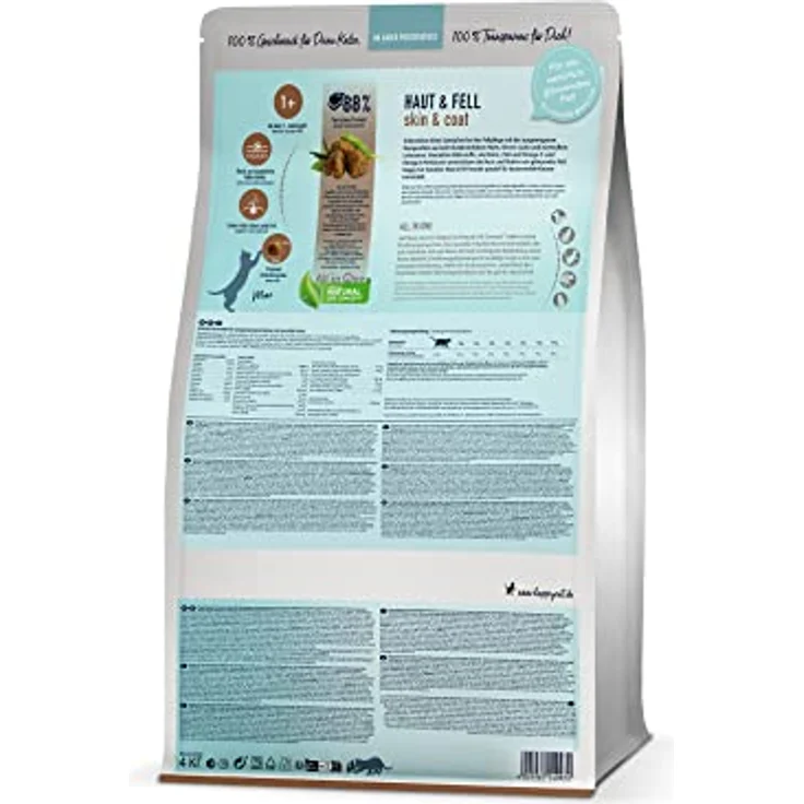 Happy Cat Care Haut & Fell 70601, Katzen-Trockenfutter mit Huhn, für empfindliche Haut, 4 kg – Bild 5