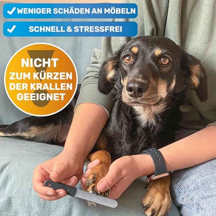 BluePet Krallenfeile für Hunde und Katzen, professionelle Nagelfeile aus rostfreiem Stahl, grob & fein, ergänzende Krallenpflege für alle Haustiere – Bild 3