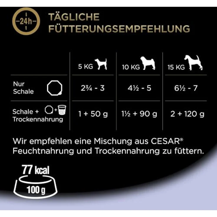 Cesar Hundefutter Nassfutter Empfehlung des Chefkochs, 7er Pack mit 150 g Schalen, ausgewogen mit Fleischstücken in Sauce – Bild 4