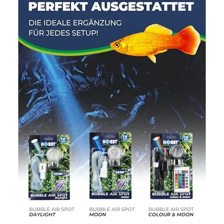 Hobby Aqua Bubble Air Spot Moon, tauchfähiger Hochleistungs-LED-Spot mit Diffusionsfunktion für Aquarienbeleuchtung – Bild 4