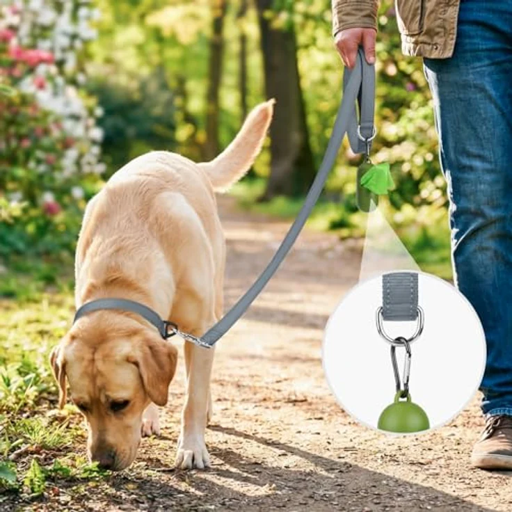 Joytale Hundeleine Doppelseitig Reflektierend für Kleine Hunde, Nylon mit Gepolstertem Griff, 1,8m x 2cm, Grau – Bild 2