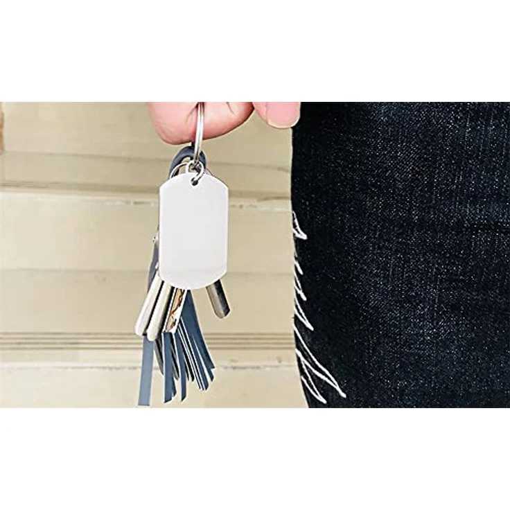 KBNSUIAN Personalisierte Notfall Haustier Alarm Schlüsselanhänger aus Edelstahl, gravierbare ID mit Telefonnummer und Adresse, sicher und wasserdicht, 49x28mm – Bild 3