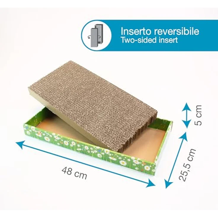 OEM Kartonner Krabpaal mit Katzenkraut, 48x25x5cm, Braun, funktionales Design mit Catnip – Bild 2
