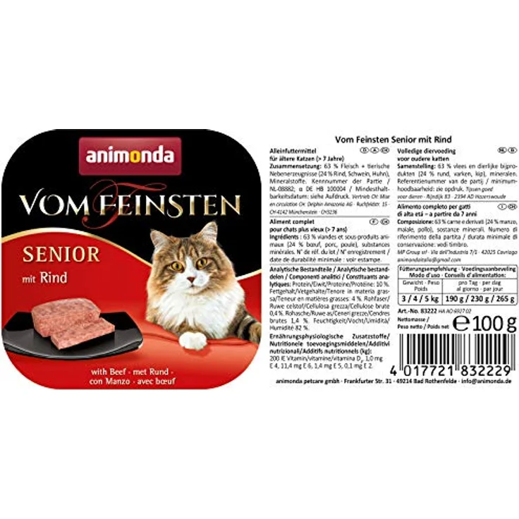 animonda vom Feinsten Senior mit Rind, Katzen-Nassfutter mit Vitaminen, 6x100g – Bild 3