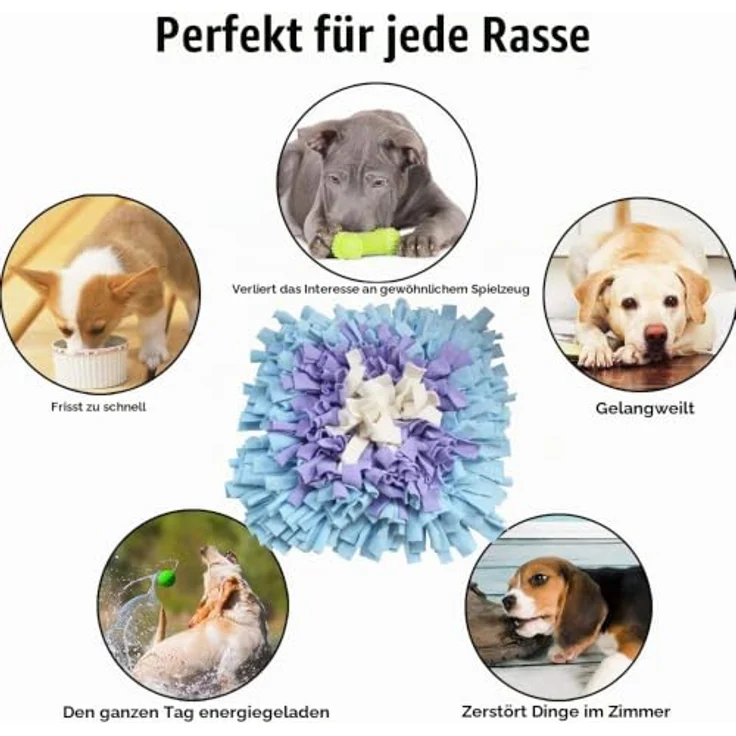IEUUMLER Schnüffelteppich Hund IE075, Riechen Trainieren Schnüffeldecke/Futtermatte 45x45cm, Blau & Lila – Bild 3