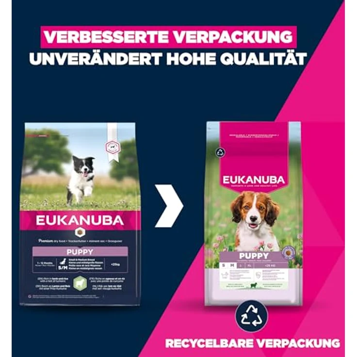 Eukanuba Welpenfutter mit Lamm & Reis, Trockenfutter für kleine und mittelgroße Rassen, 12 kg - Hochwertige Rezeptur für gesunde Verdauung und kognitive Entwicklung – Bild 3