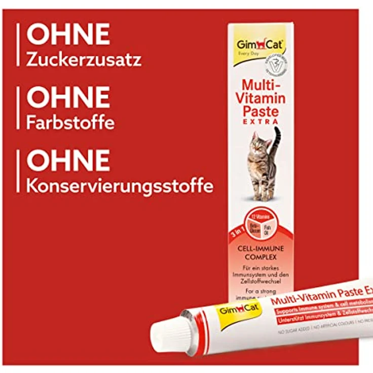 GimCat Multi-Vitamin Paste Extra, 200 g, 3in1 Katzenleckerli mit Omega 3 & 6 Fettsäuren, laktosefrei, ohne Zuckerzusatz, Made in Germany – Bild 4