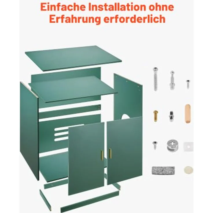 VEVOR Katzenschrank, 800x500x790 mm Holz Katzenklo Schrank mit Belüftung, Doppeltür und Beistelltisch in Dunkelgrün – Bild 5