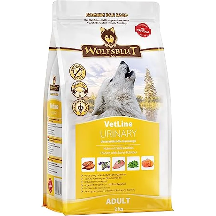 Wolfsblut VetLine Urinary Huhn, Hunde-Trockenfutter mit Süßkartoffeln zur Unterstützung der Harnwege, 2 kg – Bild 1