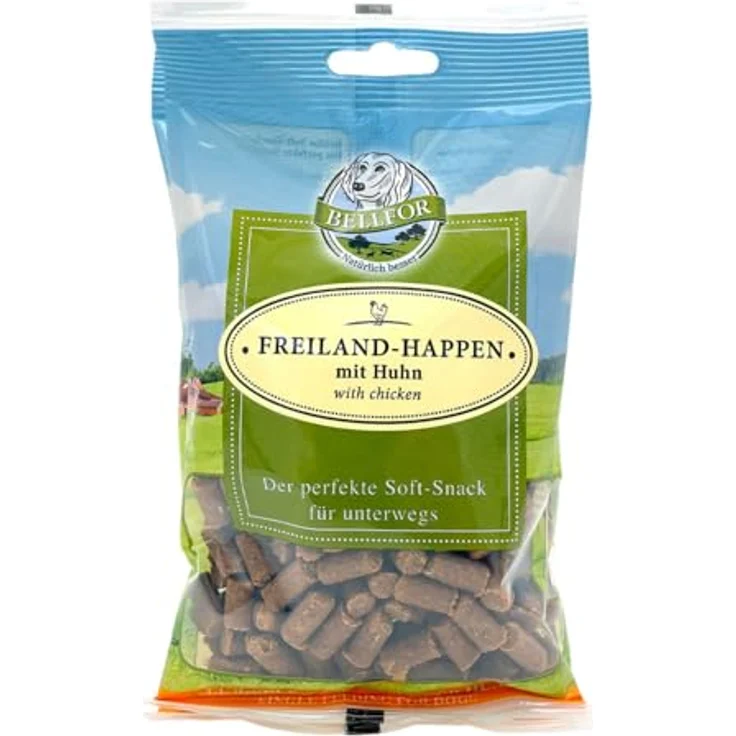 Bellfor Freiland-Happen, getreidefreier Soft-Snack für Hunde mit hoher Verdaulichkeit, 200 g (Huhn) – Bild 1