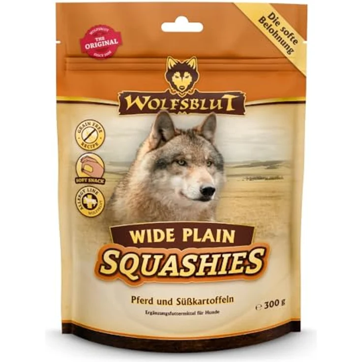 Wolfsblut Wide Plain Squashies Pferde mit süßen Kartoffeln, 300 g Hundesnack – Bild 1