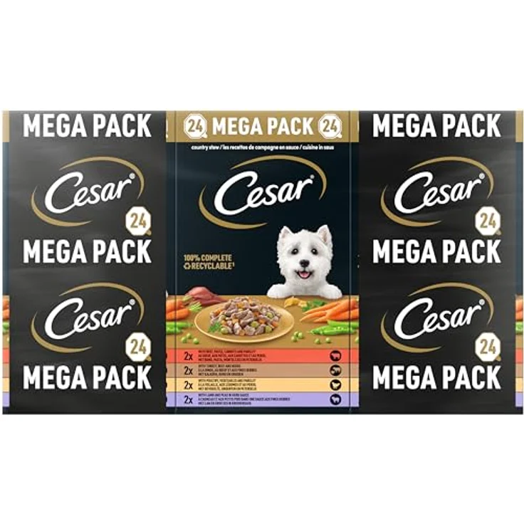 Cesar Megapack Landragout, Hundenassfutter in der Schale, 4 Varietäten, 24 x 150g, ohne Zuckerzusatz, schonend zubereitet – Bild 2