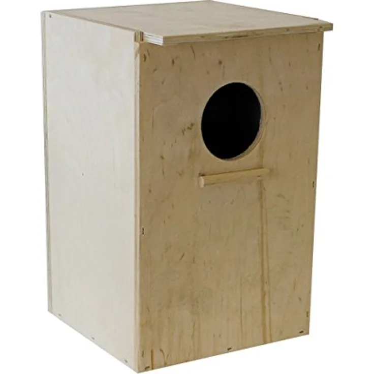 DUVO+ Nistkasten Brutkasten Holz für Nymphensittiche, robuster und dauerhafter Brutkasten mit Sitzstange