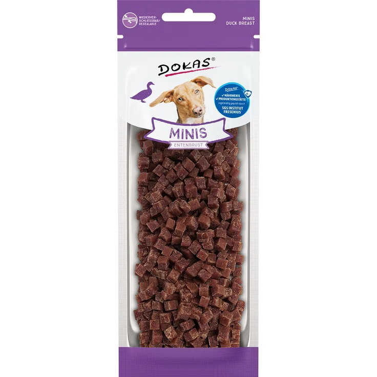 Dokas Minis Entenbrust, fettarmer Hundesnack für das Training, 70g