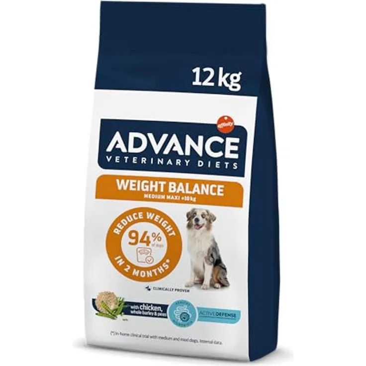ADVANCE Obesity Management Trockenfutter für Hunde, 12 kg - Reduzierter Energiegehalt, hoher Proteingehalt, geringer Fettgehalt, mit Omega-3-Fettsäuren