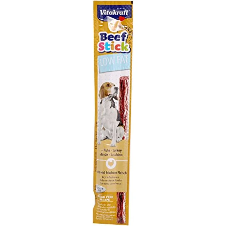 Vitakraft Beef Stick Low Fat, 50 x 12g mit Pute, reduzierter Fettanteil und L-Carnitin, ideal für gewichtsprobleme Hunde – Bild 1