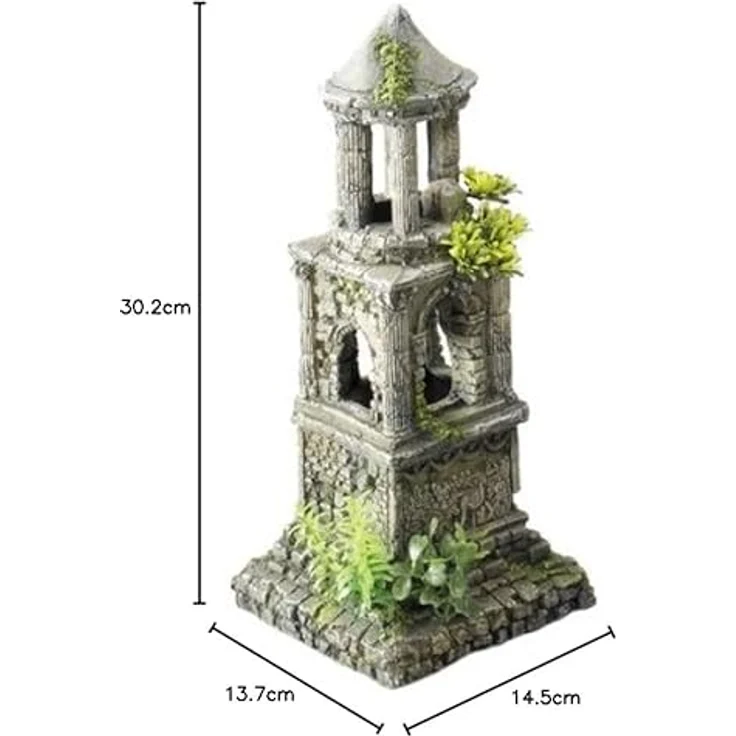 EBI Aqua Della Mausoleum, realistische Aquarium-Dekoration aus ungiftigem Polyesterharz, für Süß- und Meerwasseraquarien – Bild 2