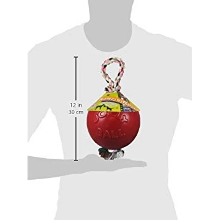 Jolly Pets JOLL050A Romp-n-Roll Hundespielzeug, Ball mit 15 cm Durchmesser, rot, zahnreinigend und aus natürlichen Baumwollfasern – Bild 3