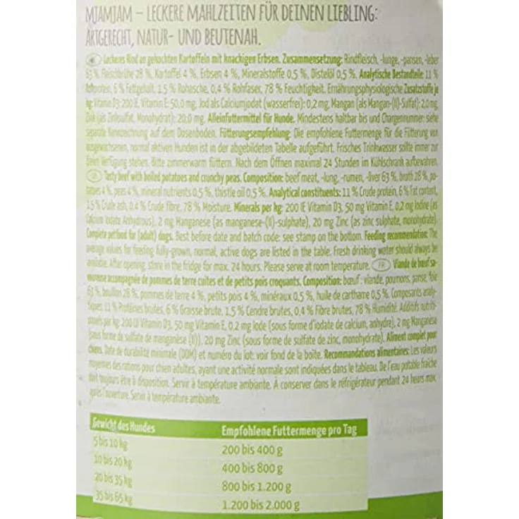 MjAMjAM Premium Nassfutter für Hunde, Mixpaket I, Huhn & Ente, Rind, Pute, 6er Pack (6 x 400 g), naturbelassen, glutenfrei, mit hohem Fleischanteil – Bild 3