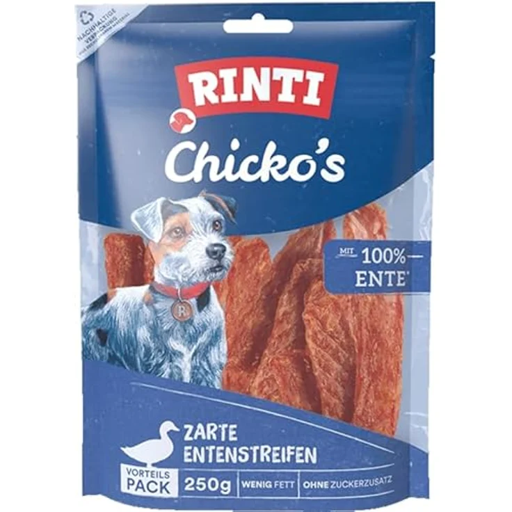 Rinti Hundesnacks Extra Chicko Ente, 100% Entenfilet, 250 g, 3er Pack (3 x 250 g), fettarm, ohne Fleischmehle, luftgetrocknet – Bild 3