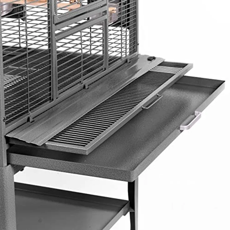 Montana Cages Madeira Single, Premium Vogelkäfig für Finken und Sittiche, erweiterbar, 4 Lenkrollen, 4 Edelstahlnäpfe, AVILON Pulverbeschichtung, Antik Edition, ca. 86 x 56 x 158 cm – Bild 4