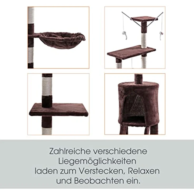 Kratzbaum Katzenbaum Katzenkratzbaum 138 cm XXL Kletterbaum Spielbaum Braun – Bild 9
