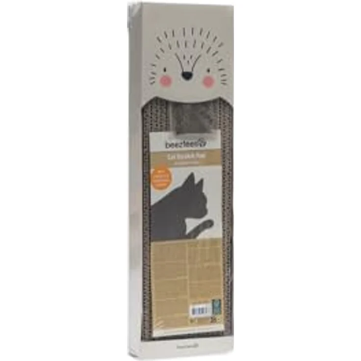 Beeztees Kratzbrett Igel aus Karton, beige, 45 x 13 x 2 cm, mit Katzenminze und Papphaken für vertikales Kratzen – Bild 9