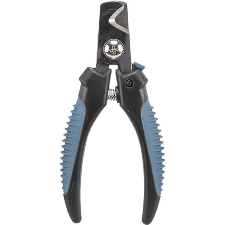 TRIXIE Krallenschere für Hunde, Katzen, Kleintiere und Vögel, Edelstahl mit Sicherheitsverschluss, Begrenzungssystem, gummierte Kunststoffgriffe, schwarz/blau, 13 cm - 2371 – Bild 4