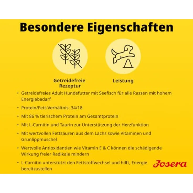 JOSERA Adult High Protein Seefisch, Premium Trockenfutter für sportliche Hunde, Lachs & Süßkartoffel, getreidefrei, proteinreich, 900 g – Bild 5